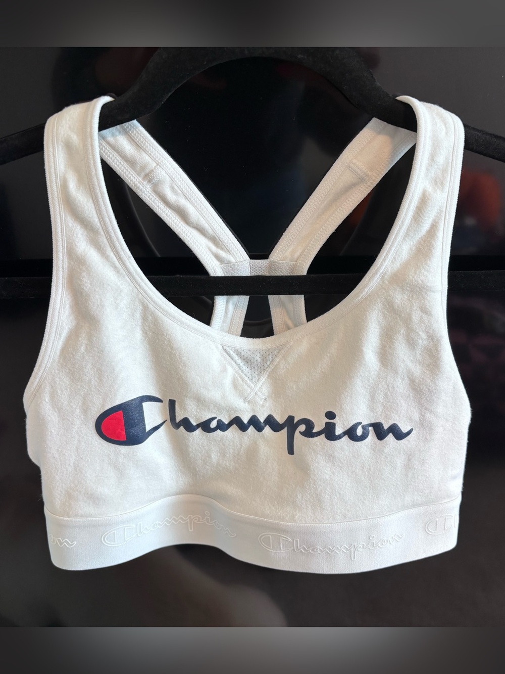 Champion Women's White Logo Sports Bra Small
